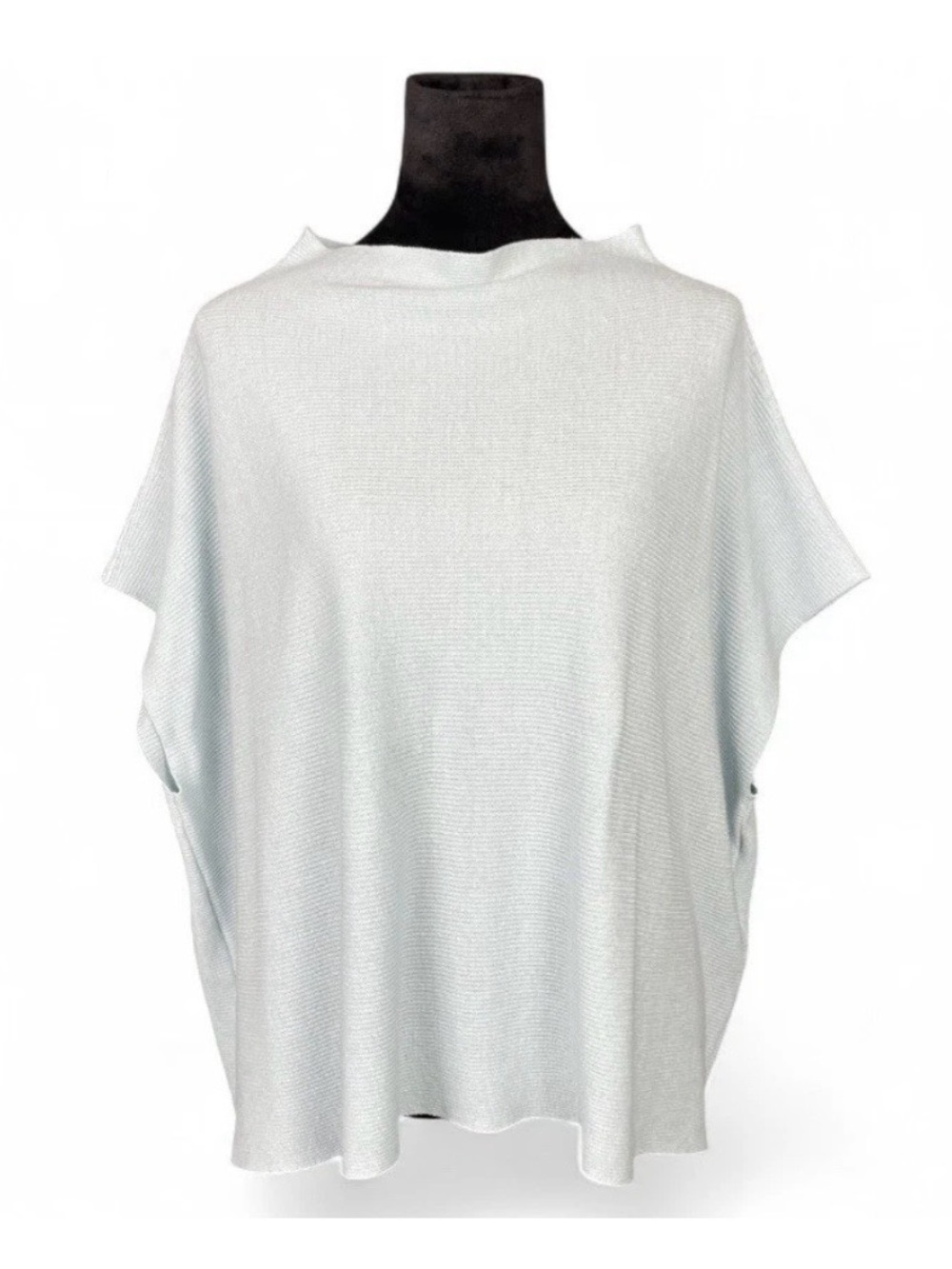 Eileen Fisher L/XL Soft Blue Organic Cotton Linen Knit Drape Dolman Sleeve Top
